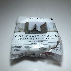 Vellure White Door Draft Stopper 39”L X 1 7/8”W Open Package Silicone Any Surfac